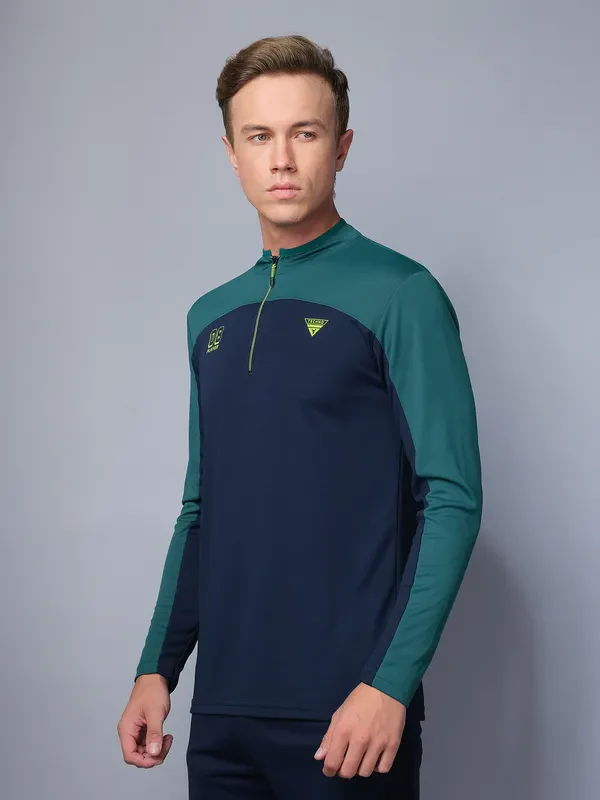 Men Colorblock Slim Fit Mock Neck T-shirt with TECHNO COOL - Image 3