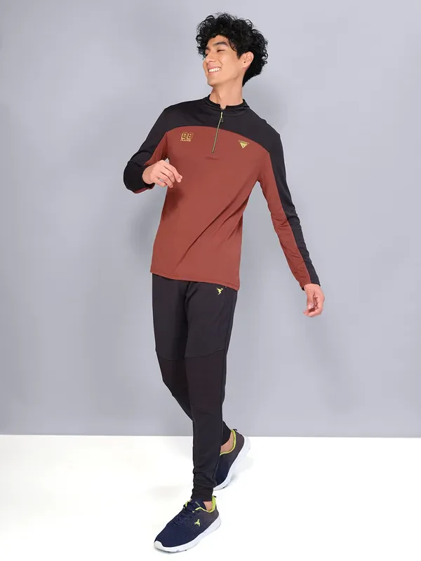 Men Colorblock Slim Fit Mock Neck T-shirt with TECHNO COOL - Image 4