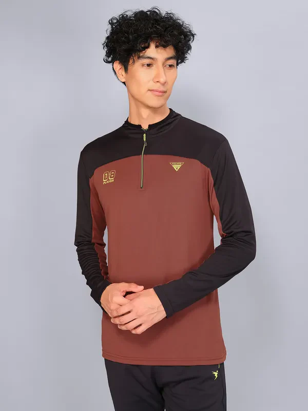 Men Colorblock Slim Fit Mock Neck T-shirt with TECHNO COOL - Image 6