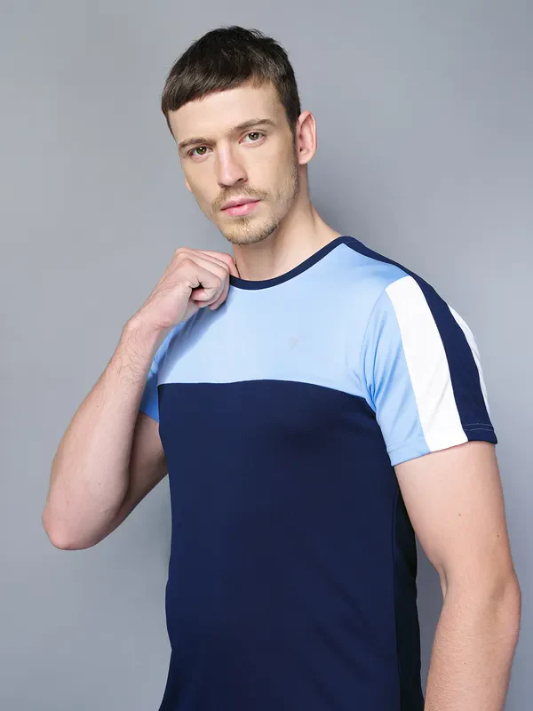 Men Colorblock Slim Fit Crew Neck T-shirt with TECHNO COOL - Image 7