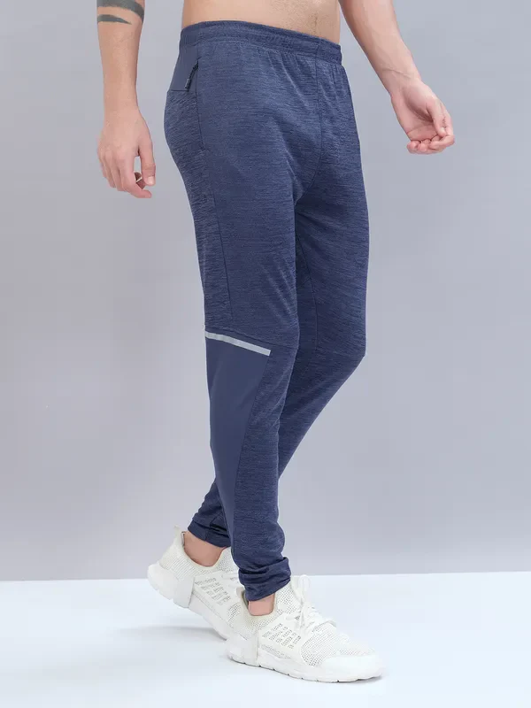 Men Melange Slim Fit Trackpants with TECHNO DRY - Image 5