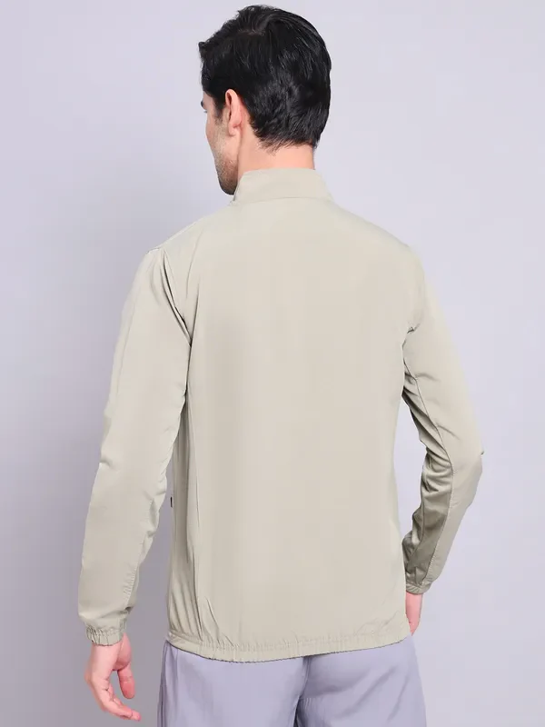 Men Solid Slim Fit Mock Neck Jacket with TECHNOLITE - Image 3