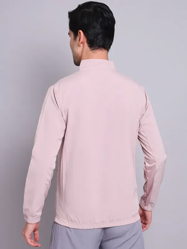 Men Solid Slim Fit Mock Neck Jacket with TECHNOLITE - Image 3