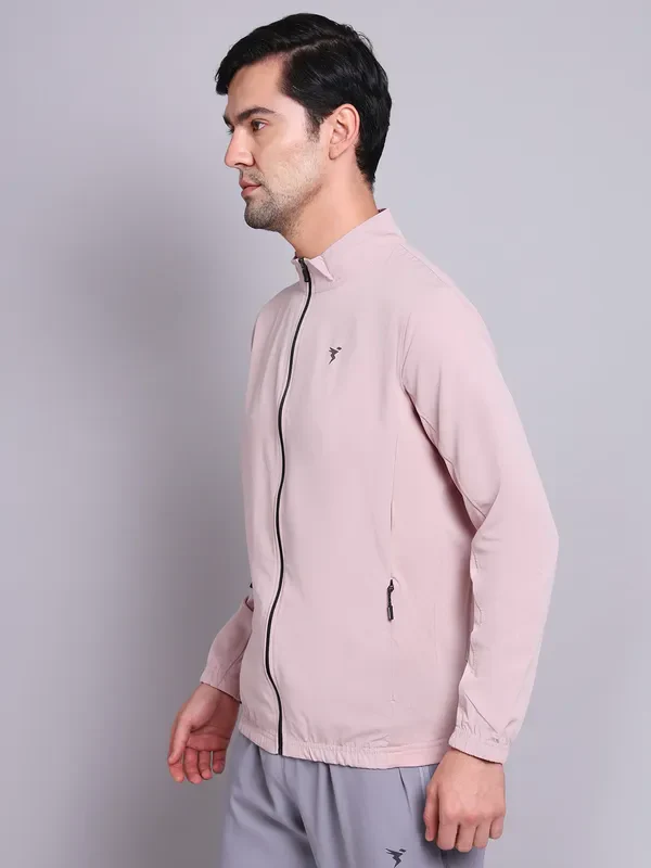 Men Solid Slim Fit Mock Neck Jacket with TECHNOLITE - Image 4