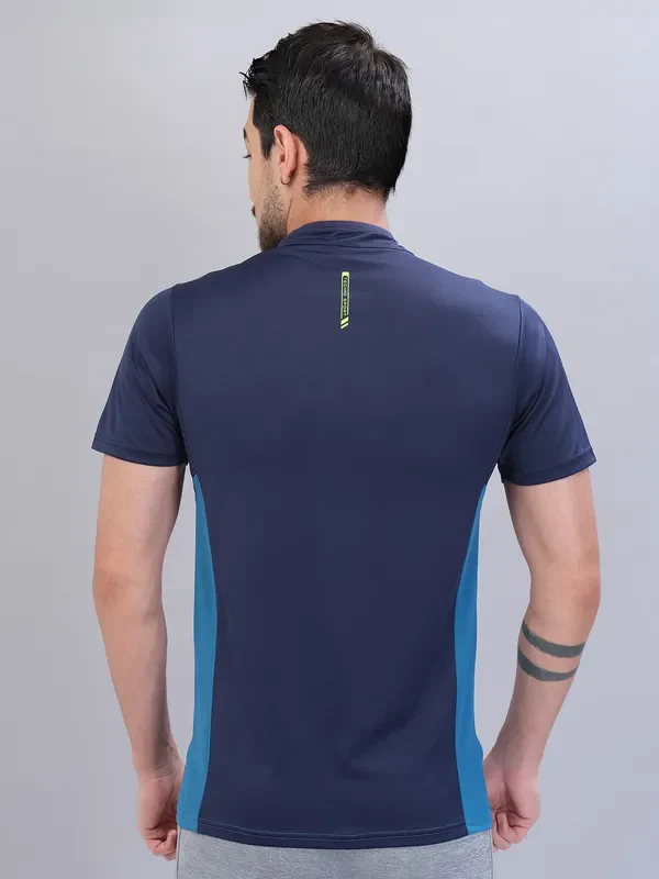 Men Colorblock Slim Fit Mock Neck T-shirt with TECHNO COOL+ - Image 2