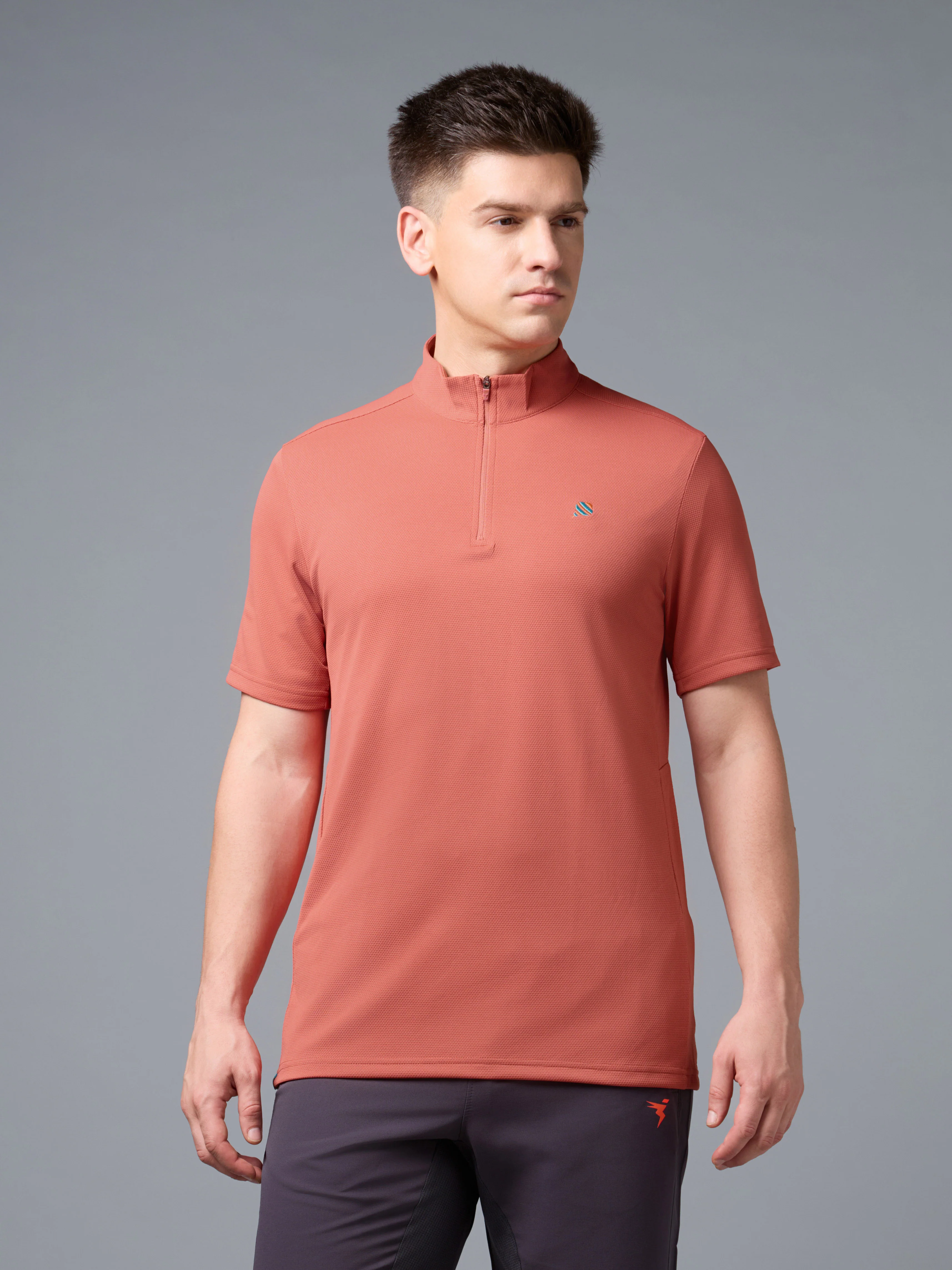Men's Mock Neck Half Sleeve Gym T-Shirt With TECHNOCOOL+ - Image 2