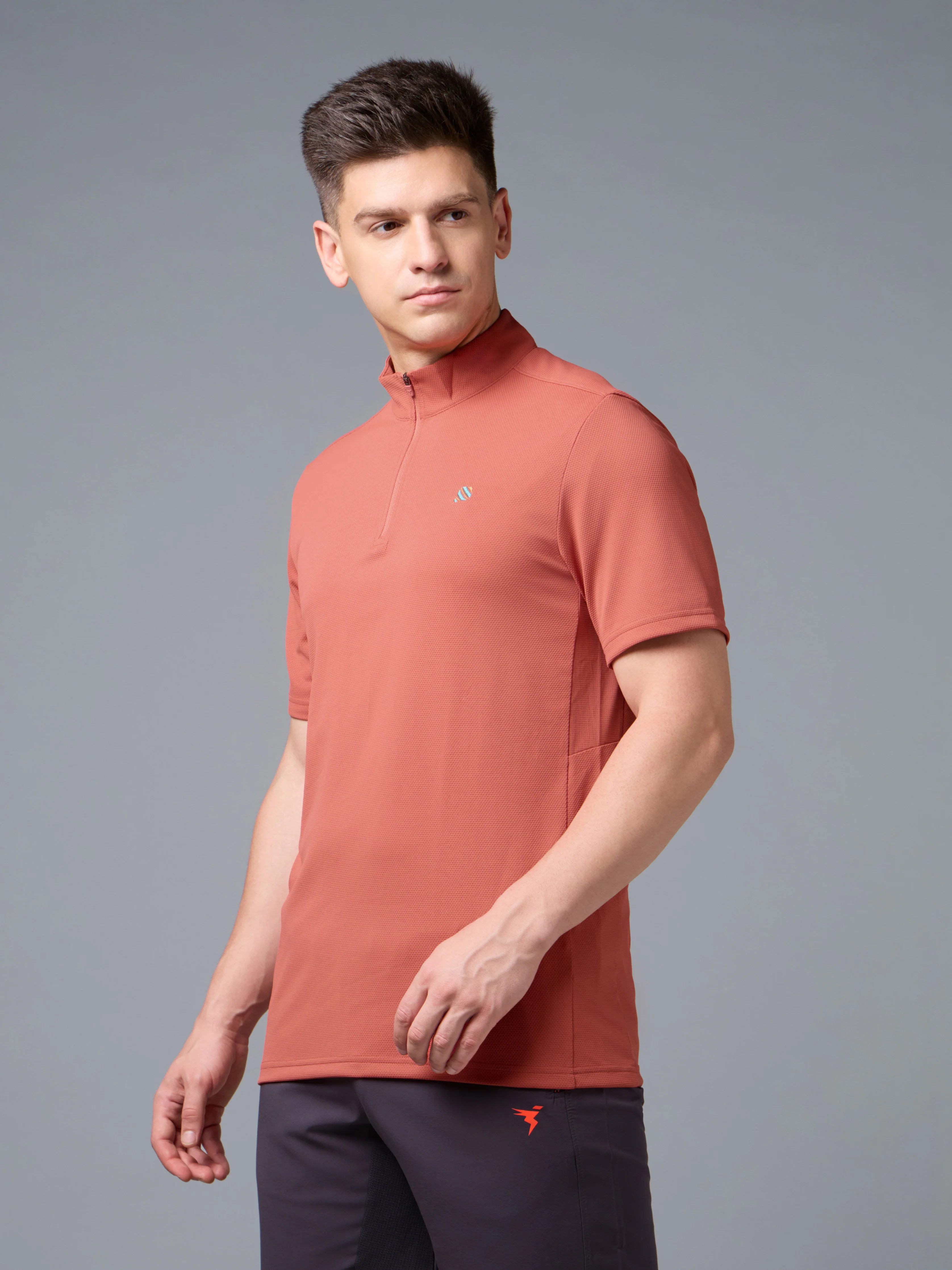 Men's Mock Neck Half Sleeve Gym T-Shirt With TECHNOCOOL+ - Image 6