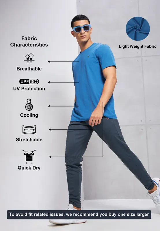Men Solid Slim Fit Crew Neck T-shirt with COTFLEX - Image 4