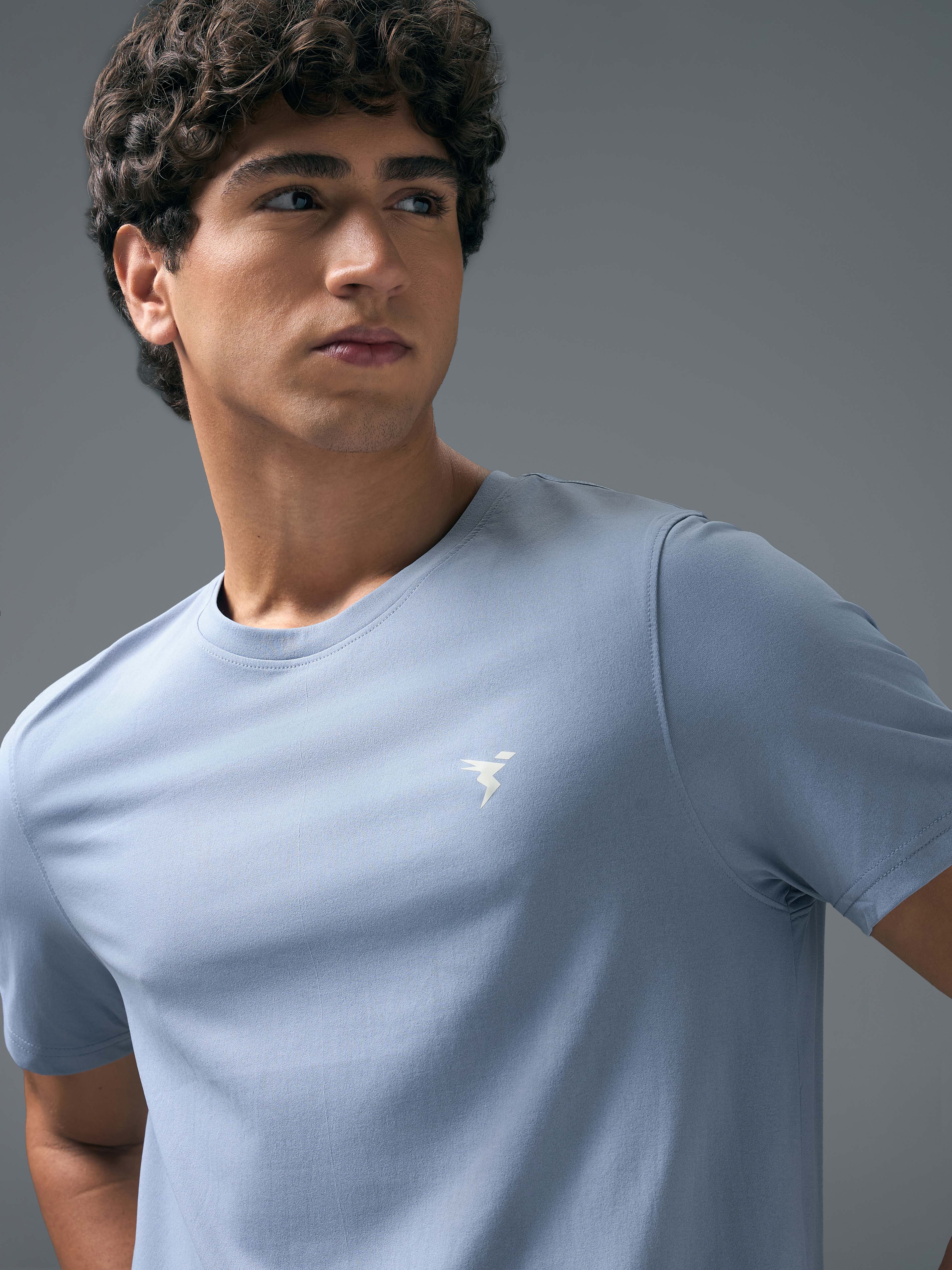 Men Solid Slim Fit Crew Neck T-shirt with COTFLEX - Image 5
