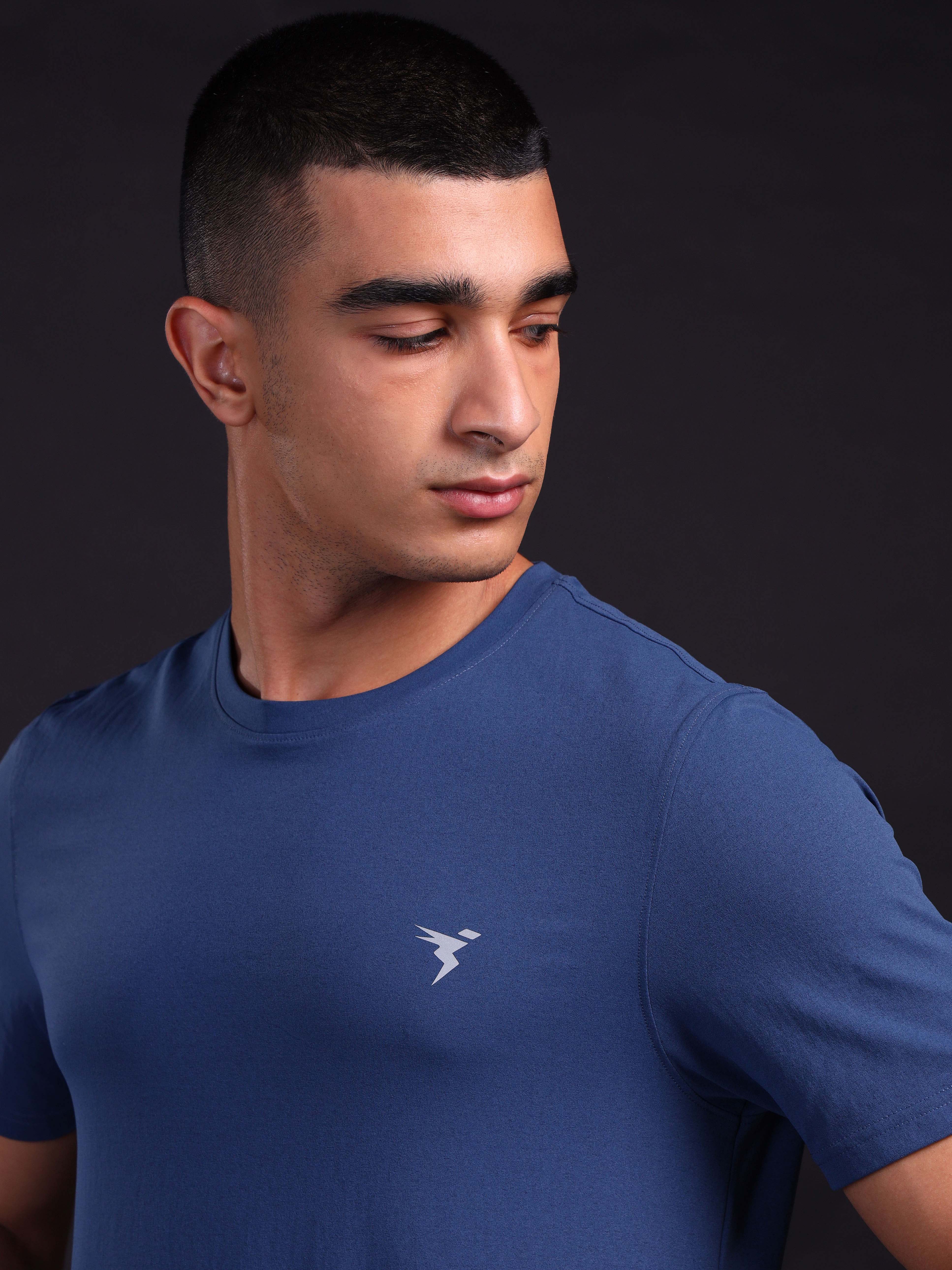 Men Solid Slim Fit Crew Neck T-shirt with COTFLEX - Image 5