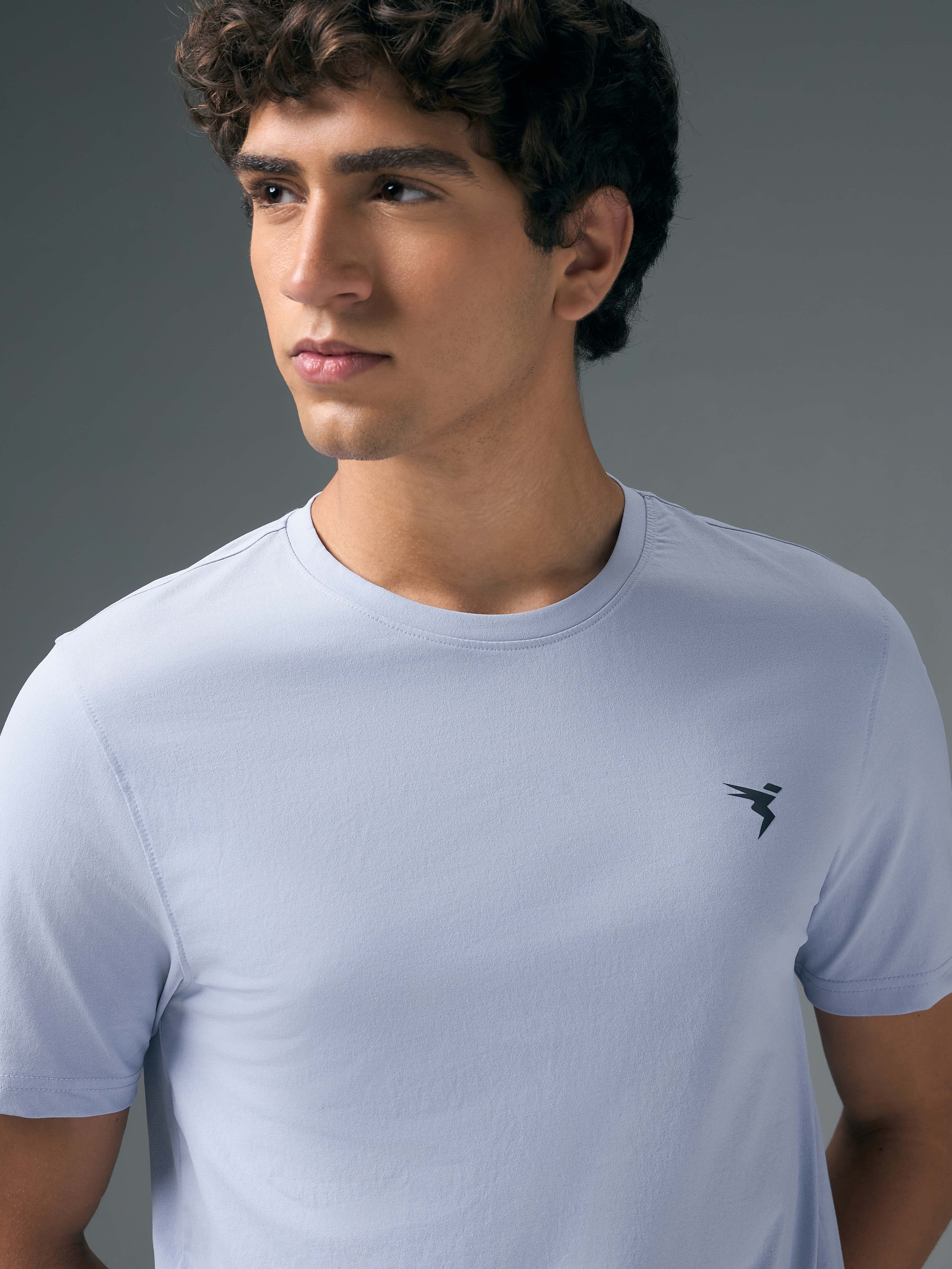 Men Solid Slim Fit Crew Neck T-shirt with COTFLEX - Image 6