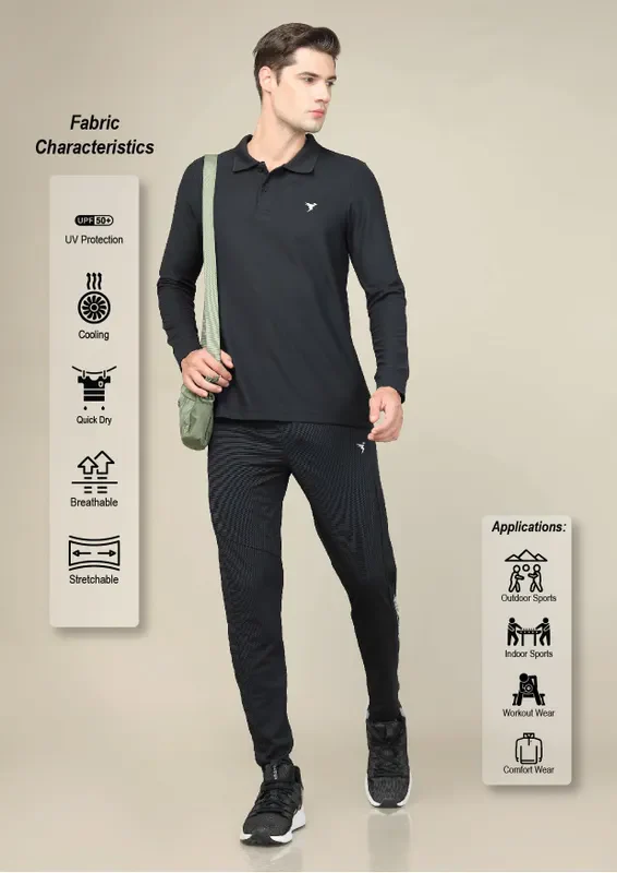 Men Solid Slim Fit Polo T-shirt with MATPIQ - Image 3