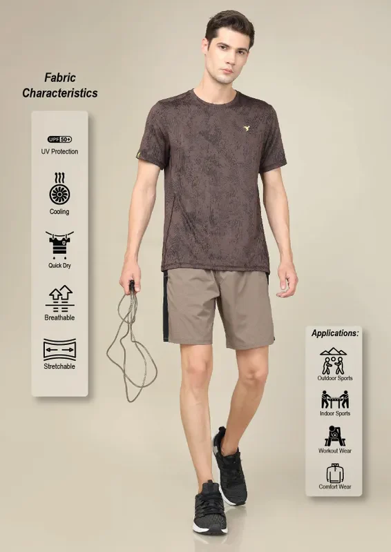 Men Jacquard Slim Fit Crew Neck T-shirt with DOUBLE COOL - Image 2