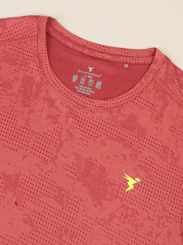 Men Jacquard Slim Fit Crew Neck T-shirt with DOUBLE COOL - Image 7