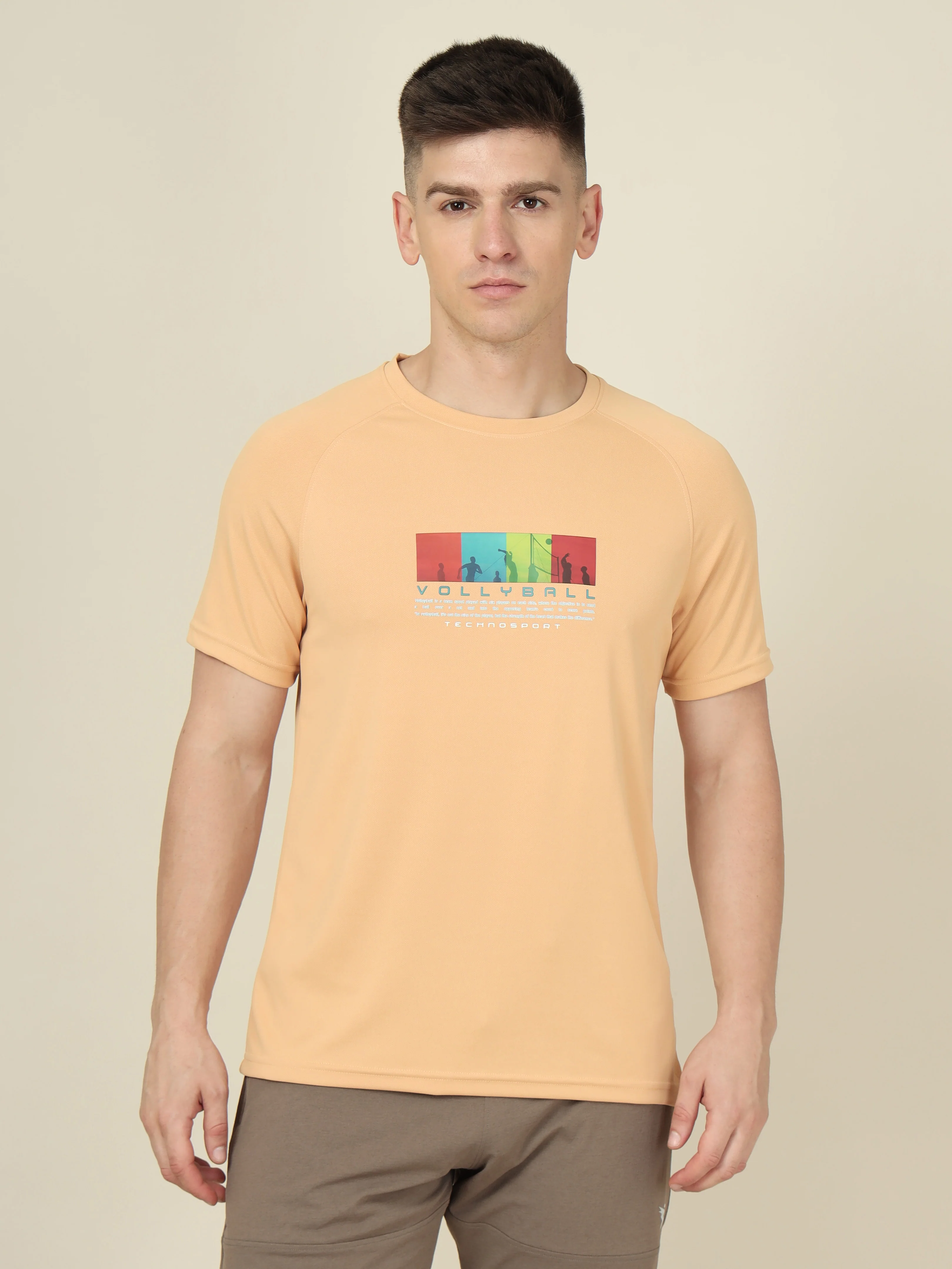 Men Graphic Printed Slim Fit Crew Neck T-shirt with TECHNO COOL+ - Image 2