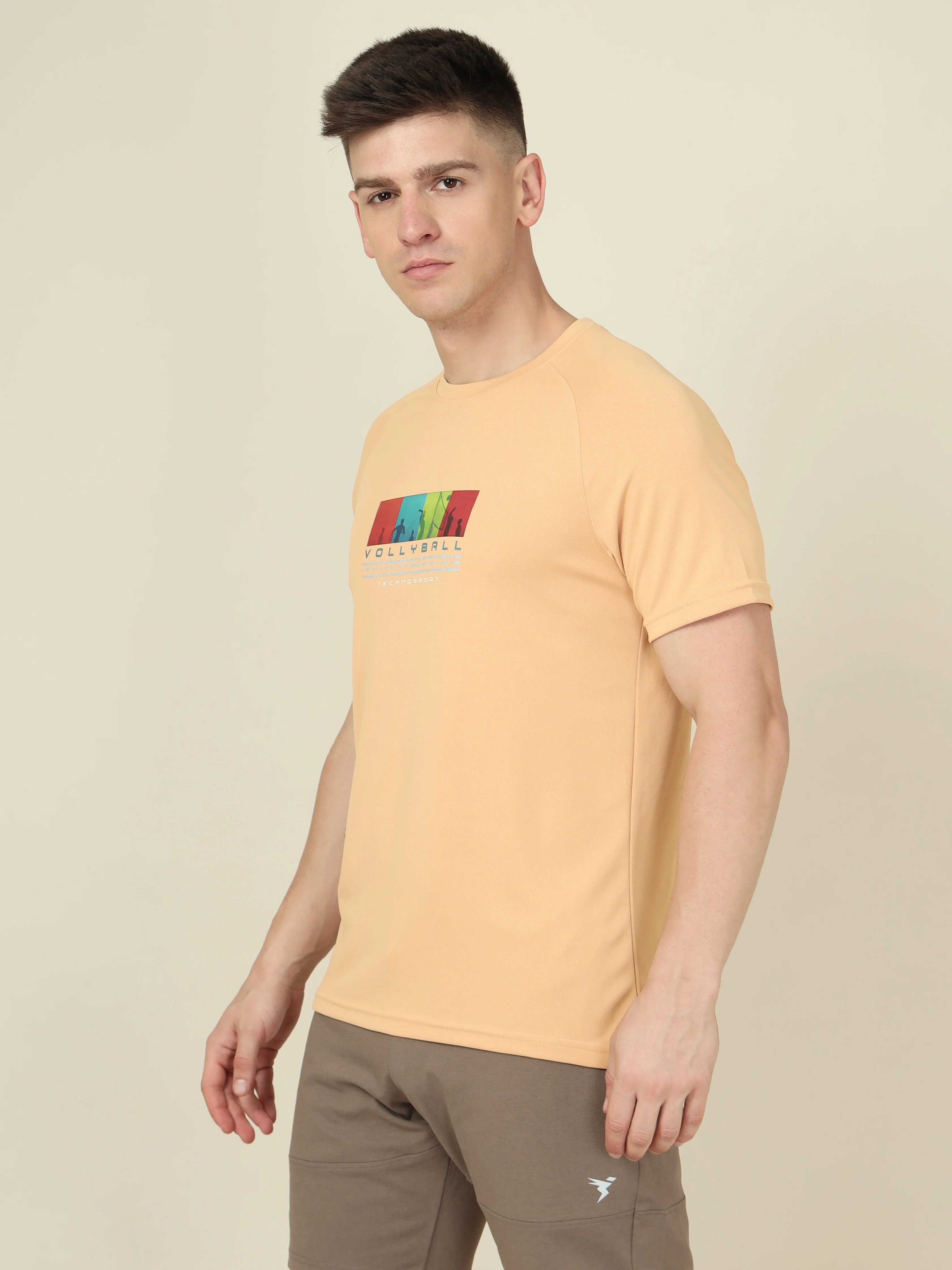 Men Graphic Printed Slim Fit Crew Neck T-shirt with TECHNO COOL+ - Image 4