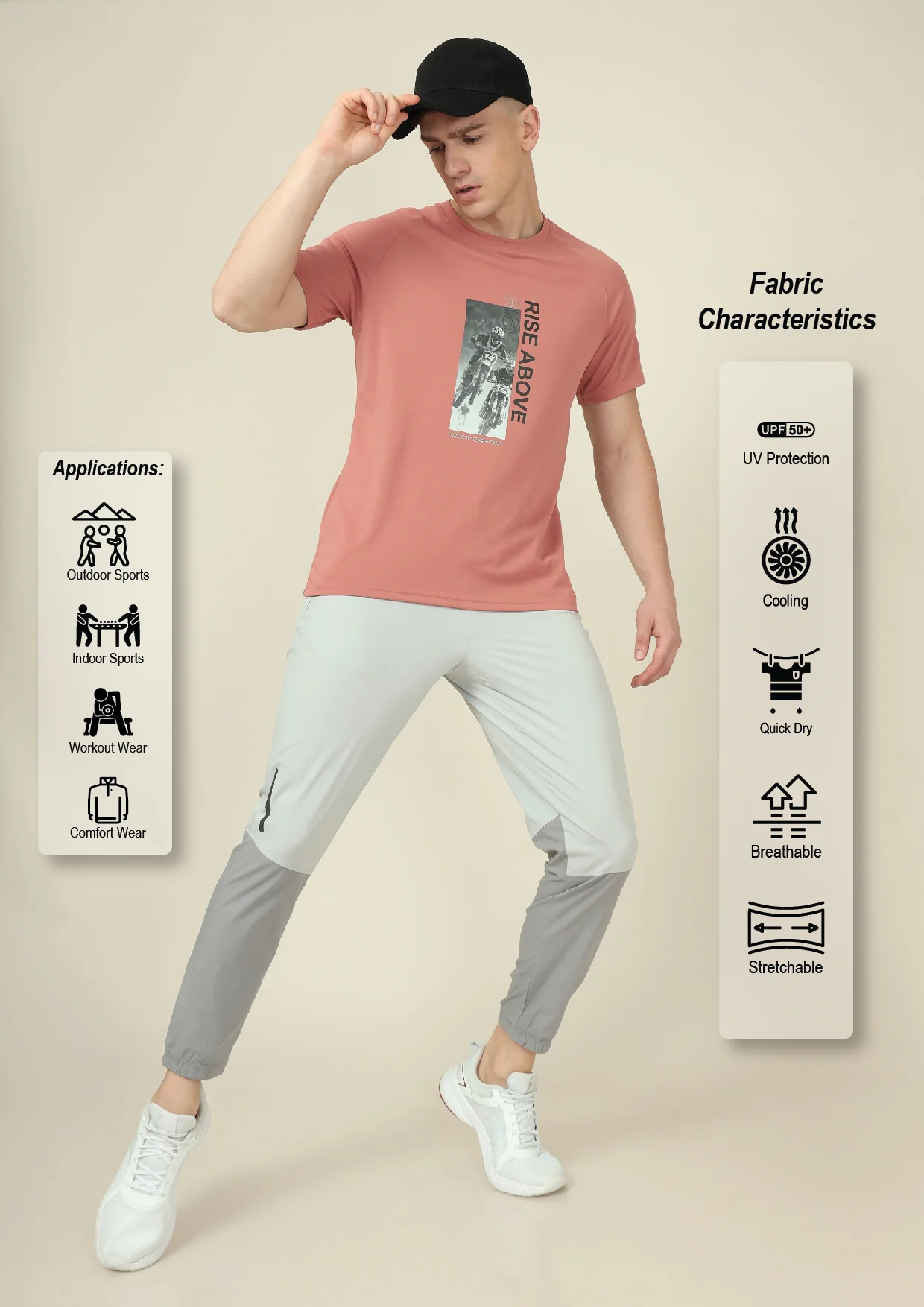 Men Graphic Printed Slim Fit Crew Neck T-shirt with TECHNO COOL+ - Image 4