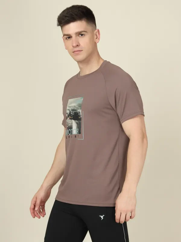 Men Graphic Printed Slim Fit Crew Neck T-shirt with TECHNO COOL+ - Image 5