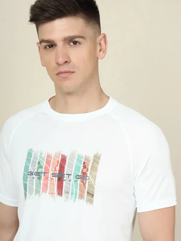 Men Graphic Printed Slim Fit Crew Neck T-shirt with TECHNO COOL+ - Image 5