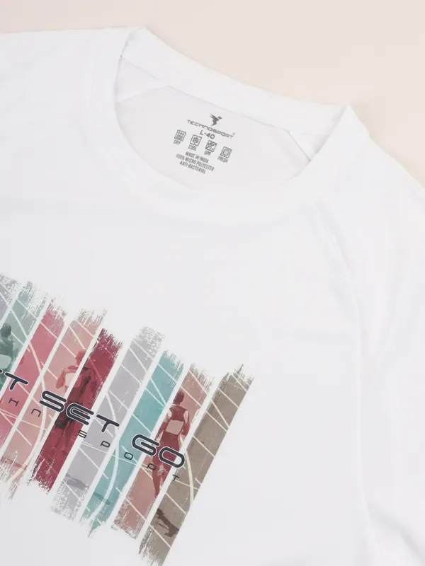 Men Graphic Printed Slim Fit Crew Neck T-shirt with TECHNO COOL+ - Image 7