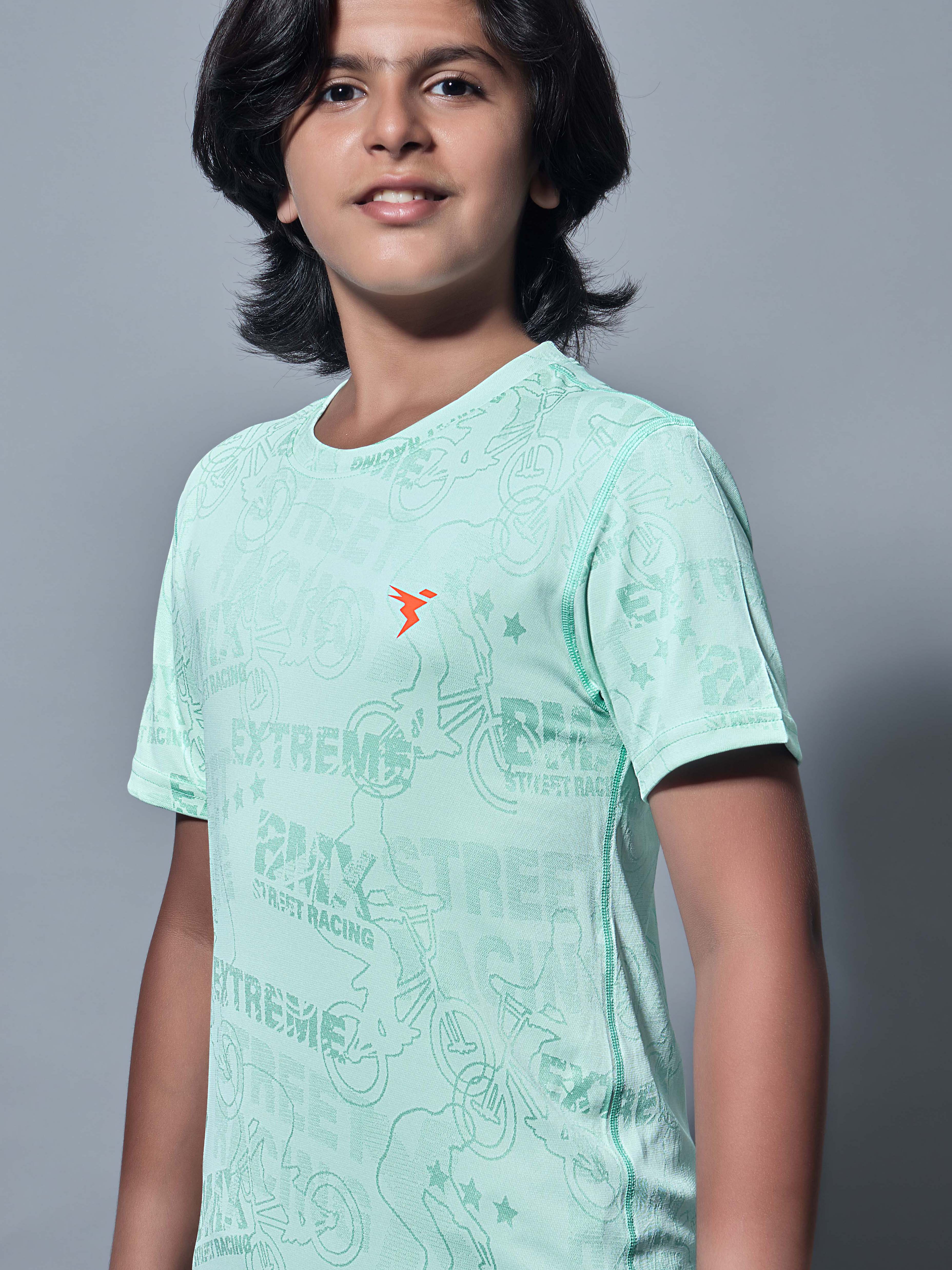 Boys Self Design Slim Fit Crew Neck T-shirt with DOUBLE COOL - Image 5