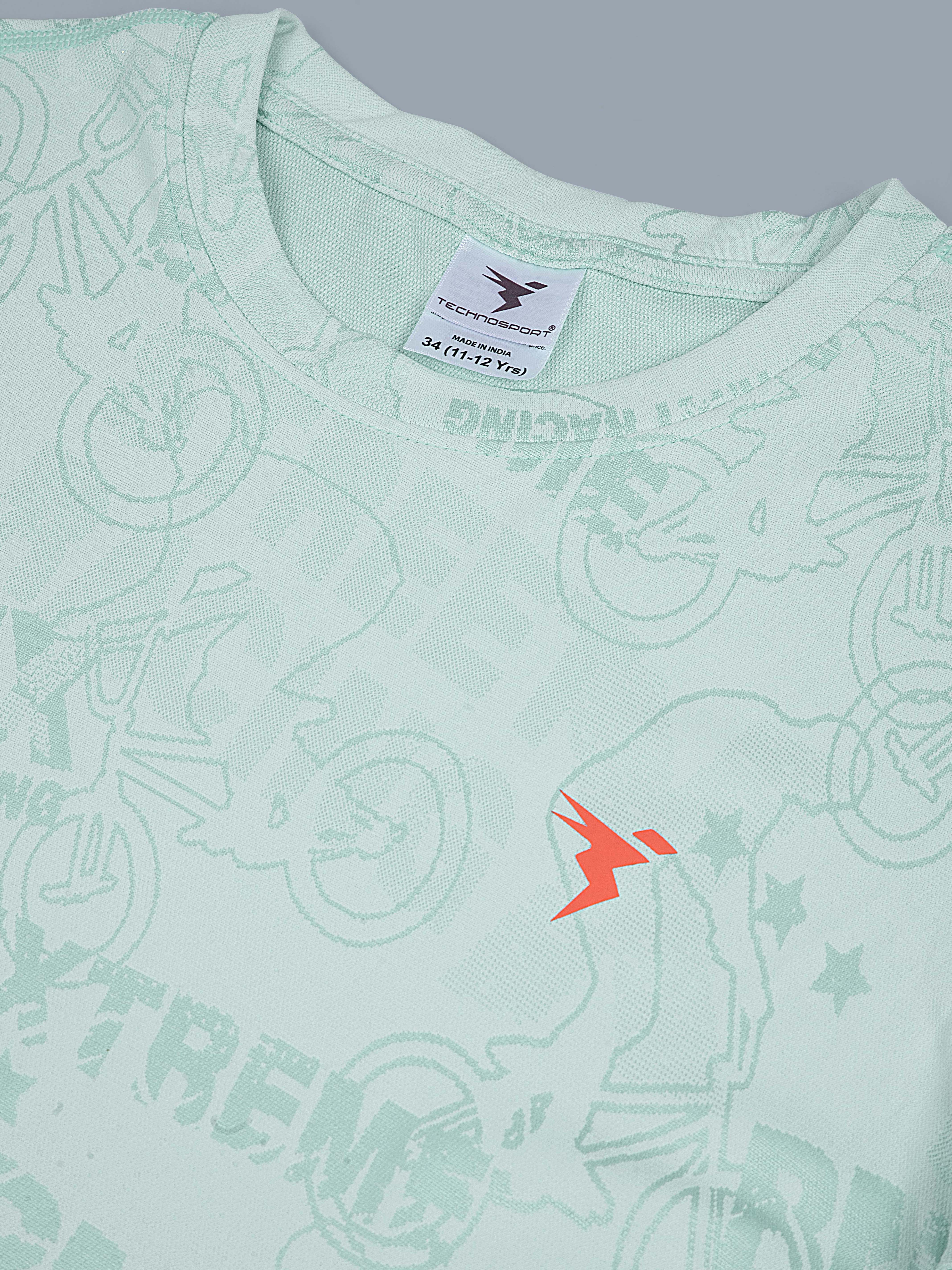Boys Self Design Slim Fit Crew Neck T-shirt with DOUBLE COOL - Image 6