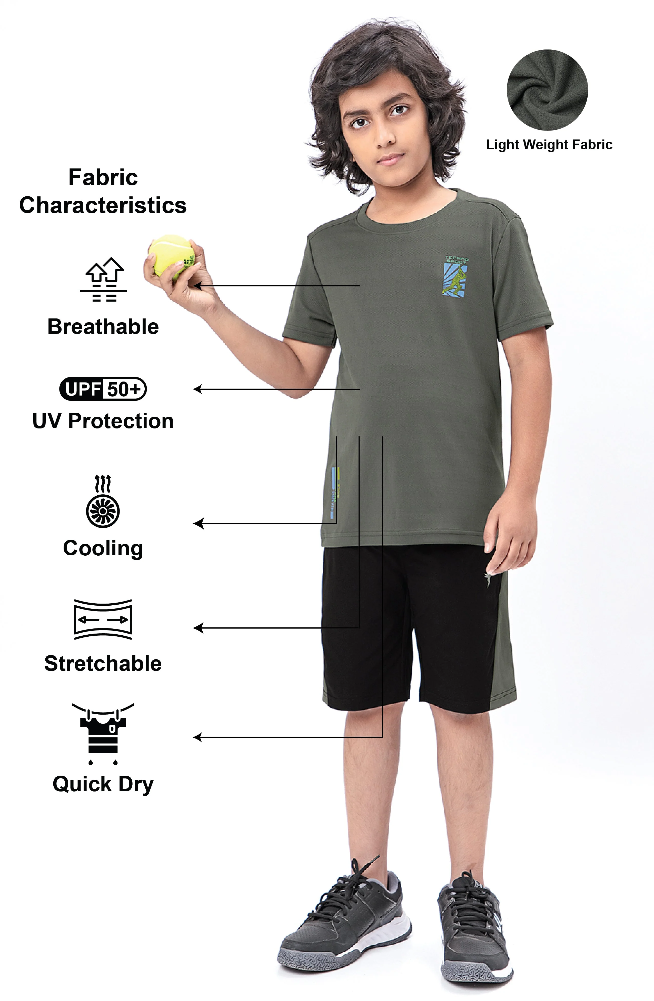 Boys Solid Slim Fit Crew Neck T-shirt with DOUBLE COOL - Image 4