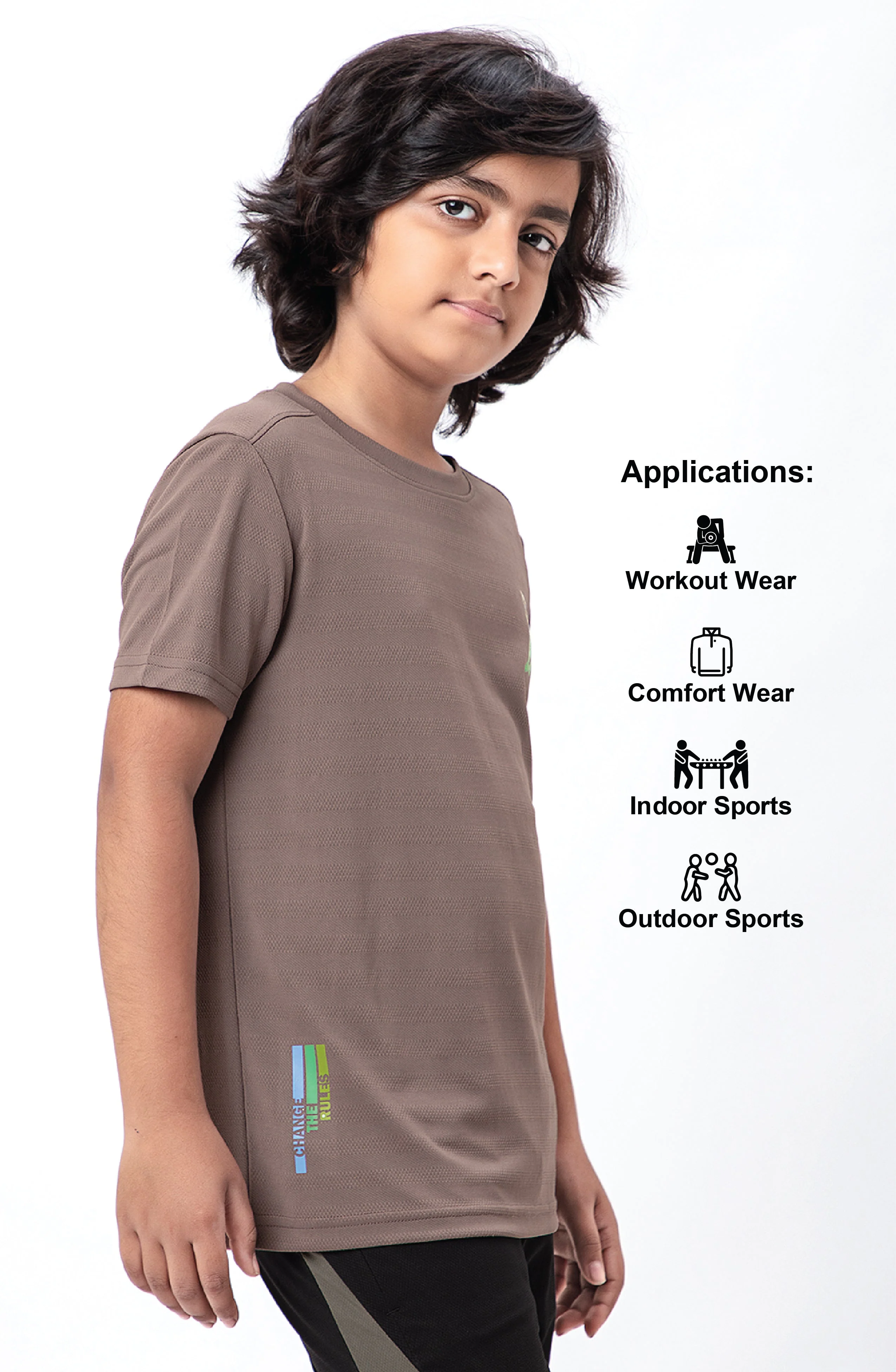 Boys Solid Slim Fit Crew Neck T-shirt with DOUBLE COOL - Image 4