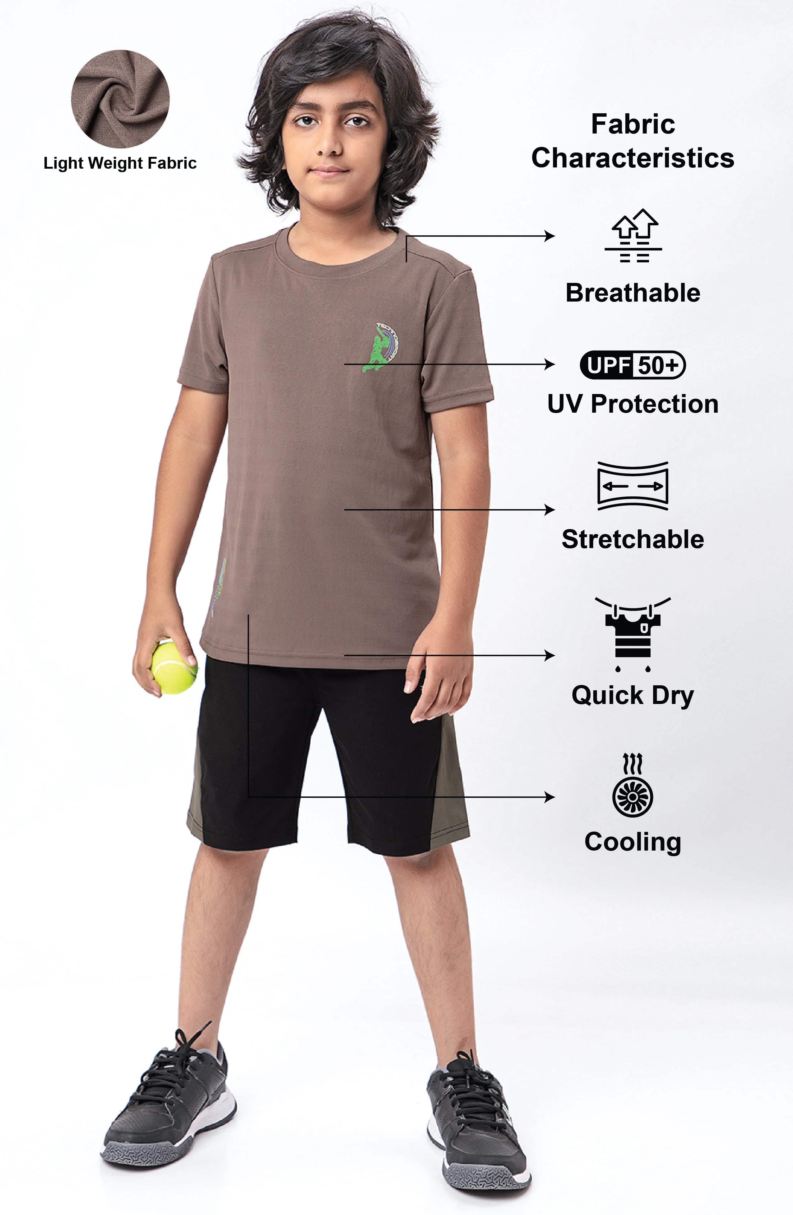 Boys Solid Slim Fit Crew Neck T-shirt with DOUBLE COOL - Image 5