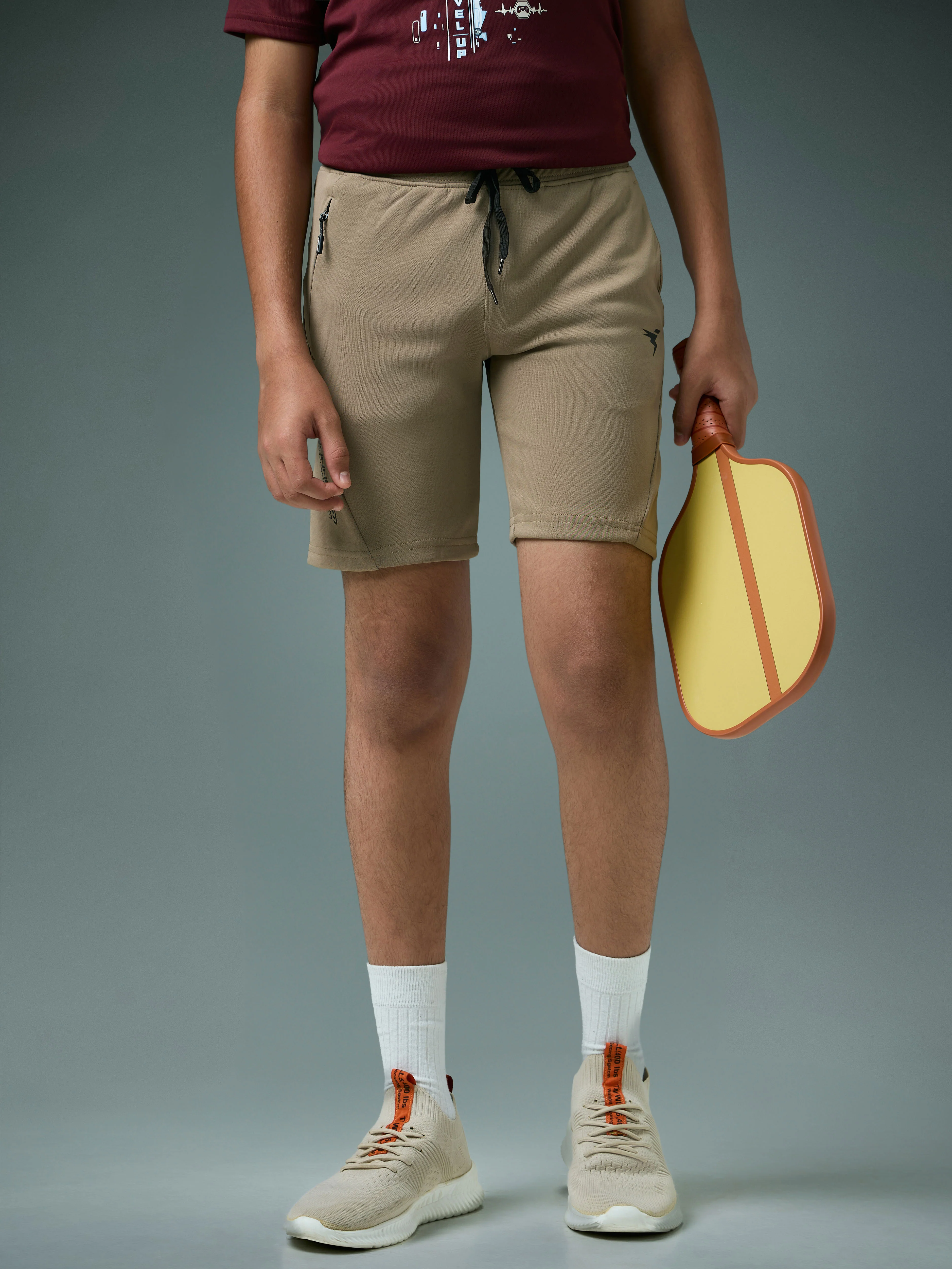 Boys Solid Slim Fit Shorts with TECHNO GUARD