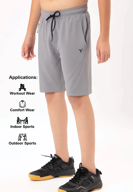 Boys Solid Slim Fit Shorts with TECHNO GUARD - Image 3