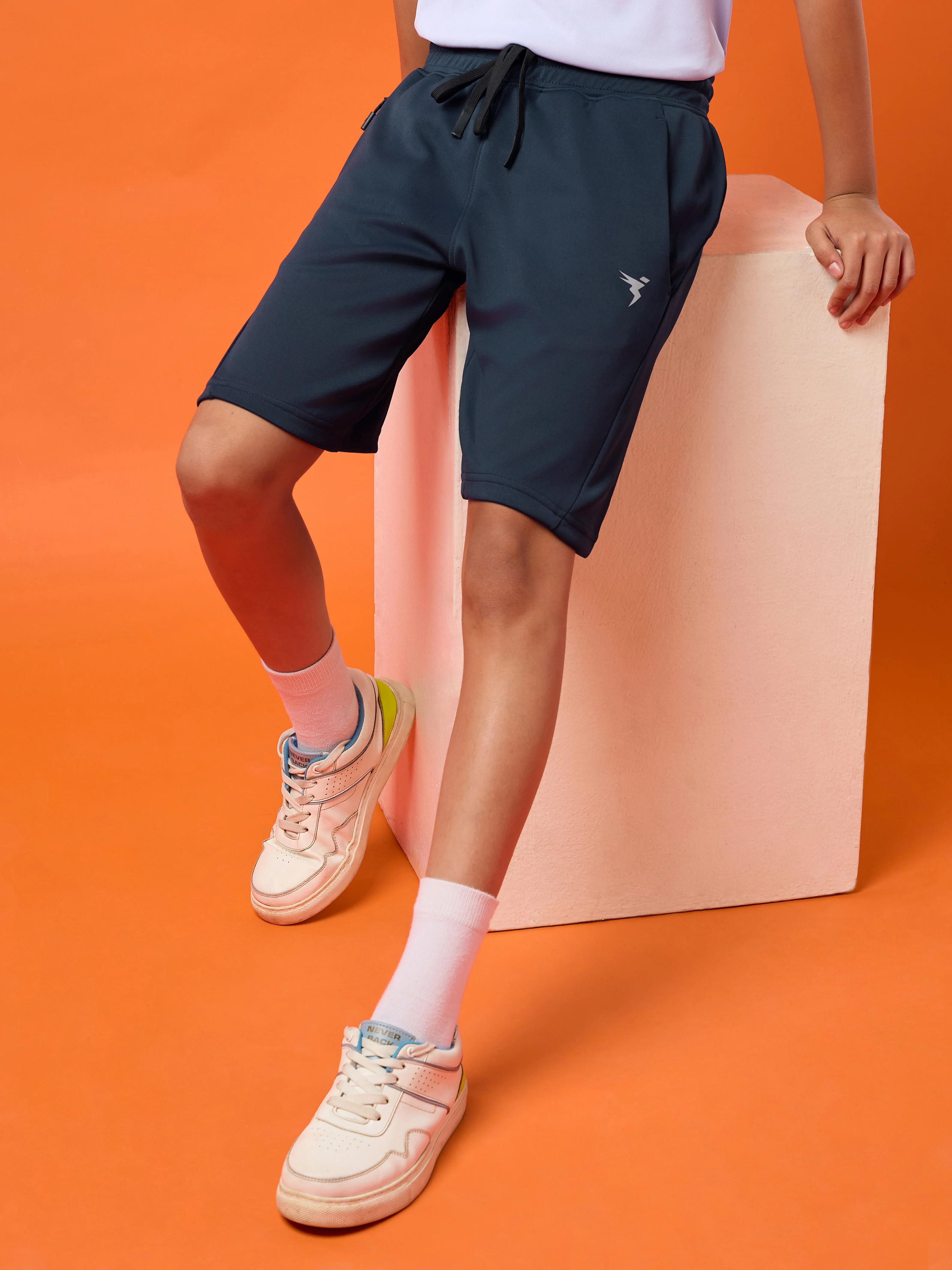 Boys Solid Slim Fit Shorts with TECHNO GUARD