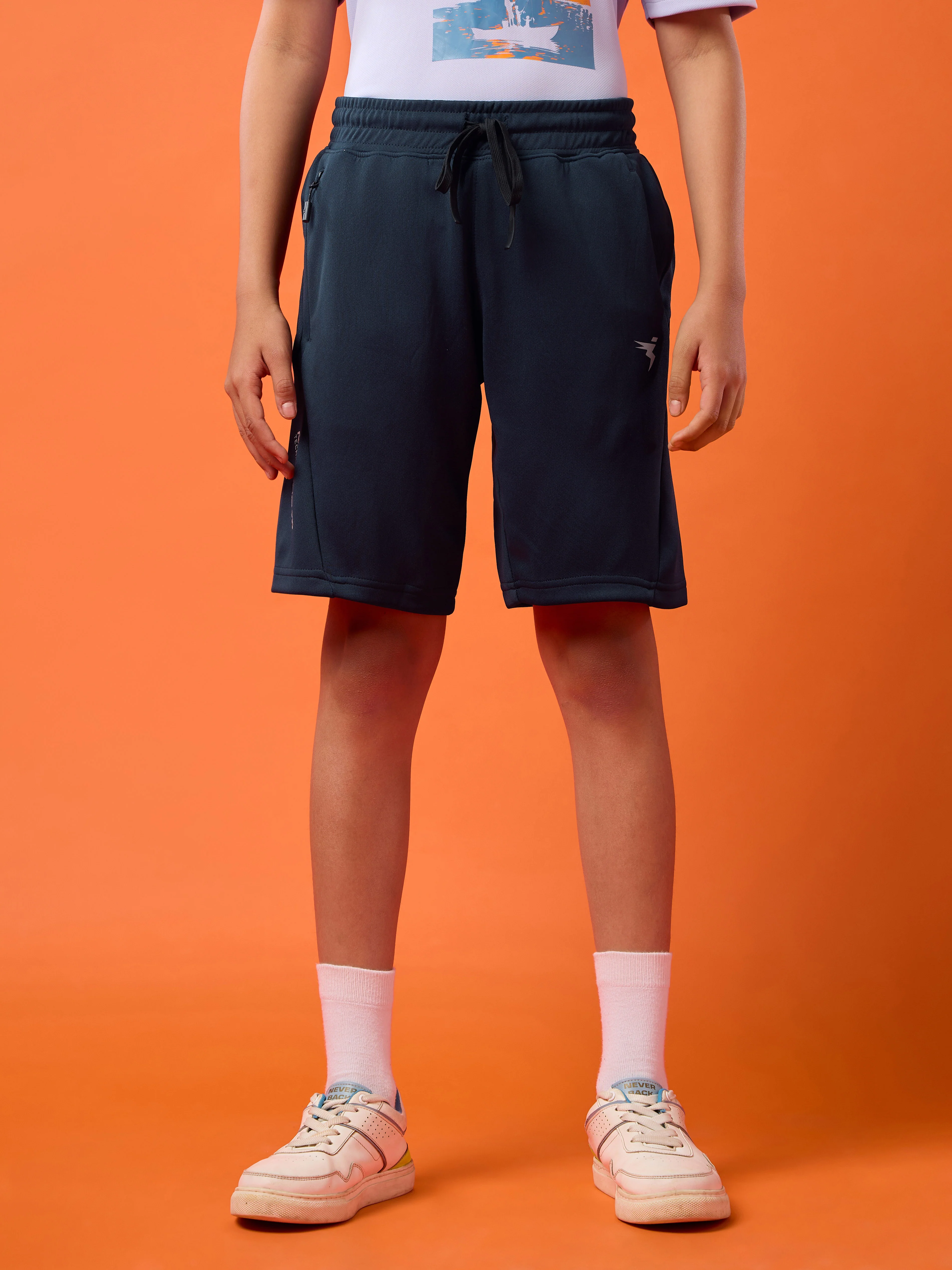 Boys Solid Slim Fit Shorts with TECHNO GUARD - Image 2