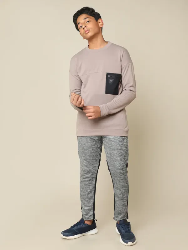 Boys Solid Slim Fit Crew Neck Pullover with TECHNO DRY - Image 5