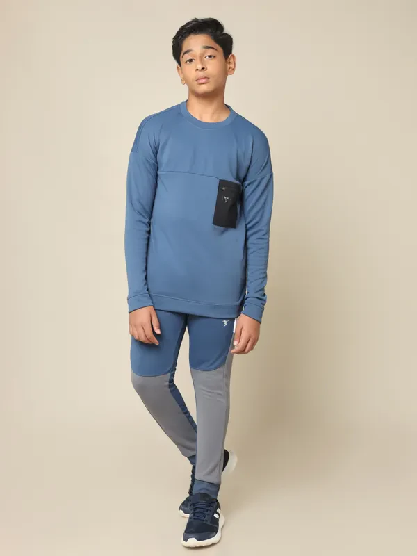 Boys Solid Slim Fit Crew Neck Pullover with TECHNO DRY - Image 5