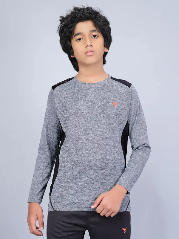 Boys Melange Slim Fit Crew Neck T-shirt with DOUBLE COOL - Image 4