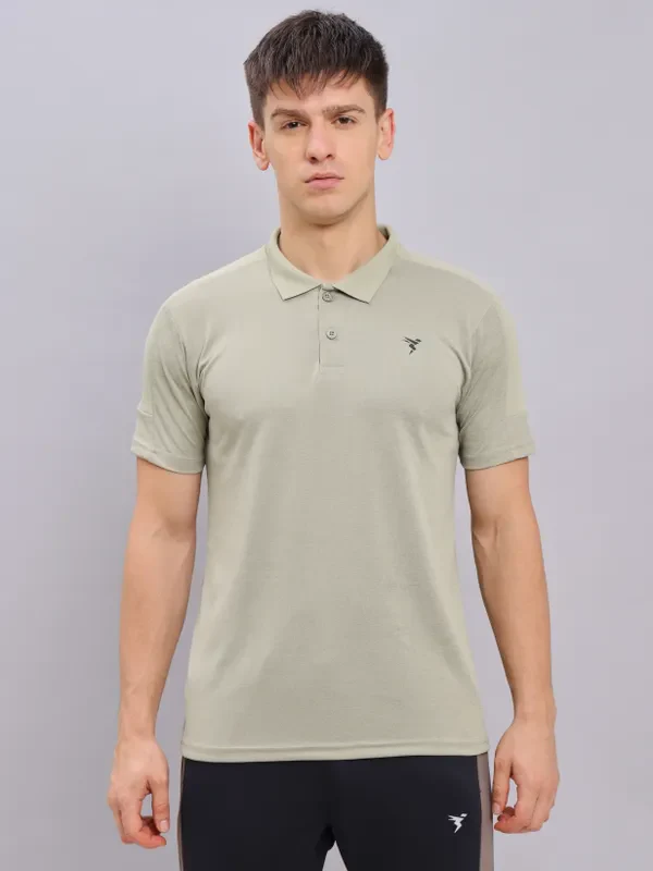 Men Melange Slim Fit Polo T-shirt with DOUBLE COOL