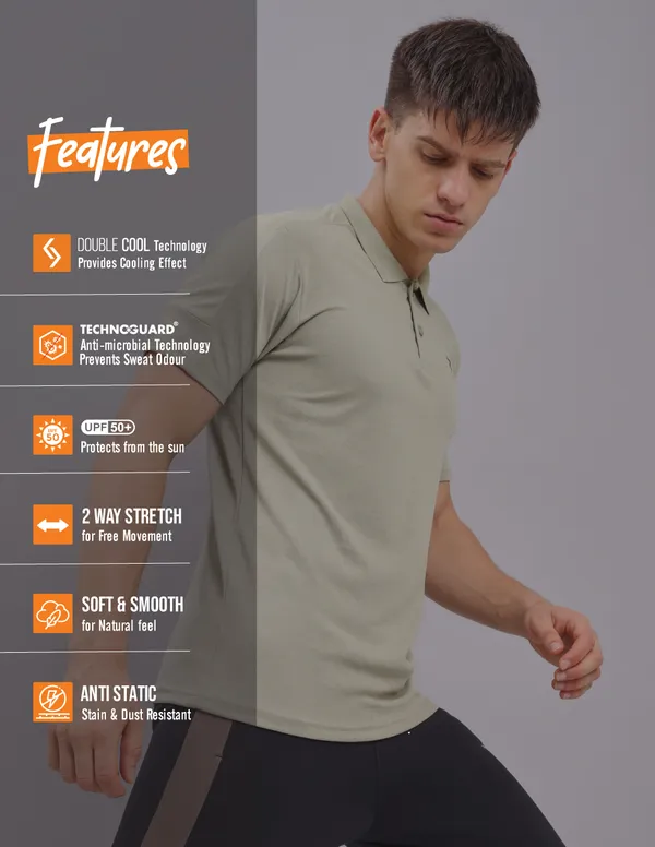 Men Melange Slim Fit Polo T-shirt with DOUBLE COOL - Image 5