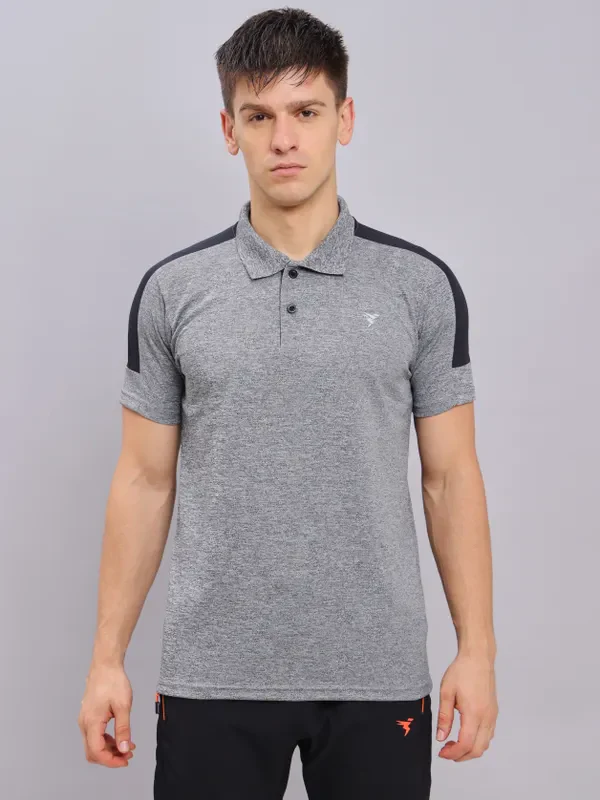 Men Melange Slim Fit Polo T-shirt with DOUBLE COOL