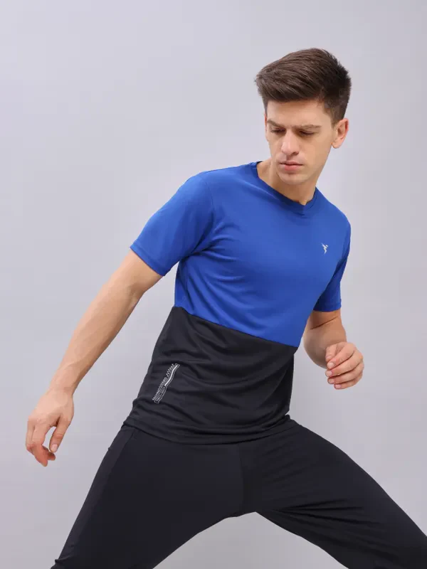 Men Colorblock Slim Fit Crew Neck T-shirt with DOUBLE COOL - Image 2
