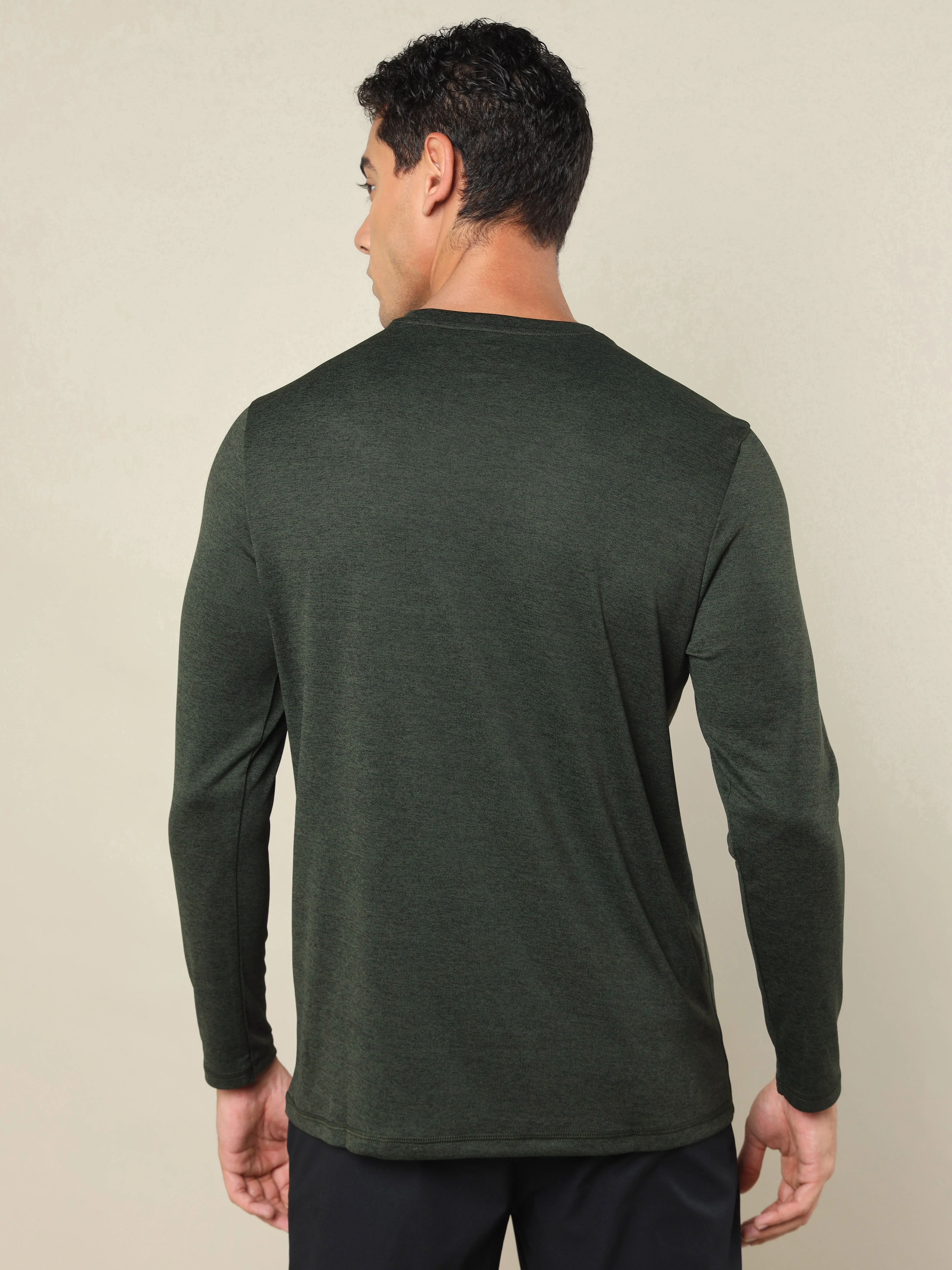 Men Melange Slim Fit Crew Neck T-shirt with DOUBLE COOL - Image 2