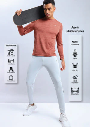Men Melange Slim Fit Crew Neck T-shirt with DOUBLE COOL - Image 4