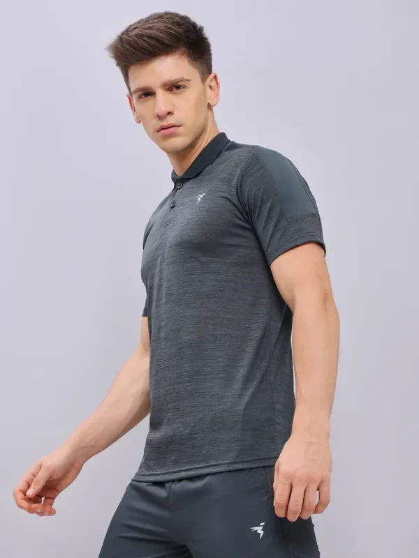 Men Melange Slim Fit Polo T-shirt with DOUBLE COOL - Image 8