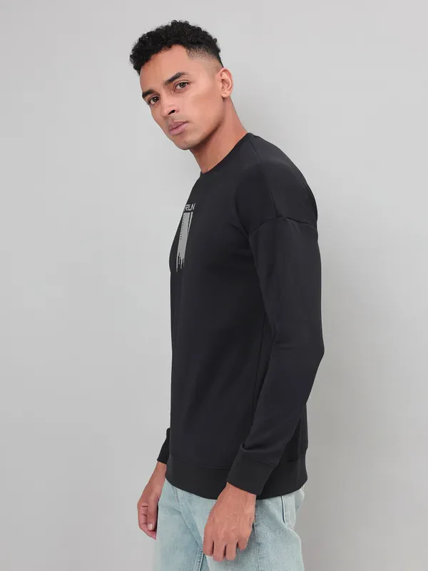 Men Printed Slim Fit Crew Neck Sweatshirt with ELASTO PLUS - Image 4