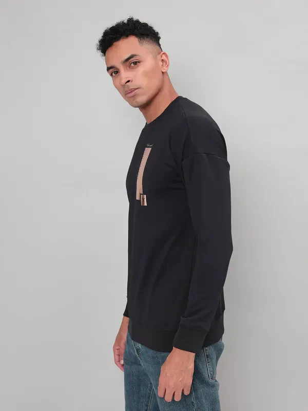 Men Printed Slim Fit Crew Neck Sweatshirt with ELASTO PLUS - Image 3