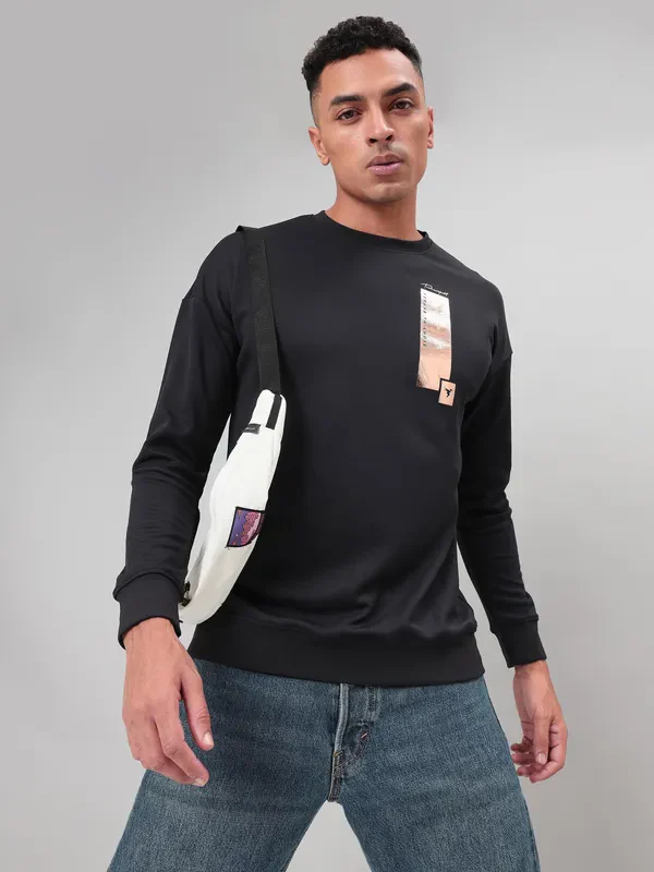 Men Printed Slim Fit Crew Neck Sweatshirt with ELASTO PLUS - Image 6