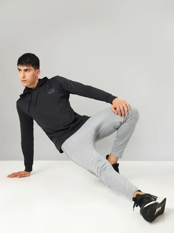 Men Solid Slim Fit Hooded Sweatshirt with TECHNO DRY - Image 5
