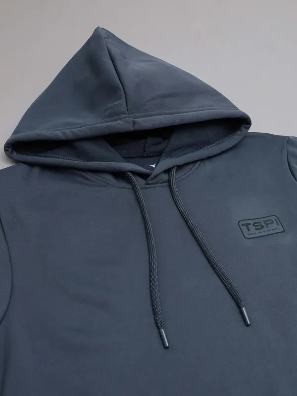 Men Solid Slim Fit Hooded Sweatshirt with TECHNO DRY - Image 7