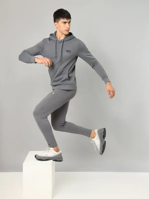 Men Solid Slim Fit Hooded Sweatshirt with TECHNO DRY - Image 5
