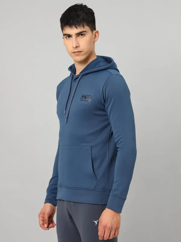 Men Solid Slim Fit Hooded Sweatshirt with TECHNO DRY - Image 4